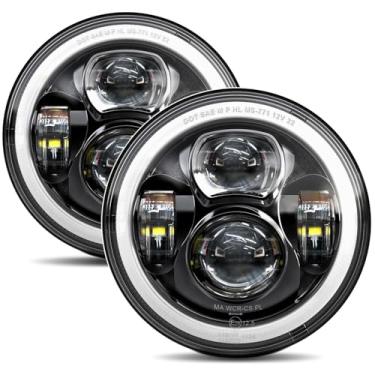Imagem de 4X4FLSTC Faróis de LED Halo de 17,78 cm com farol alto/baixo branco DRL âmbar seta 160W 7200Lumens compatível com Jeep Wrangler JK JKU 2007-2017 aprovado pelo DOT - 1 par