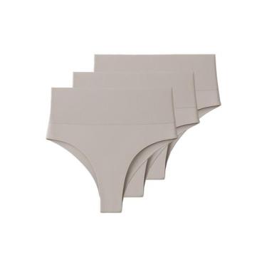 Imagem de Kit com 3 Calcinhas Modeladora Fio Dental Liz 70381, Bege, M