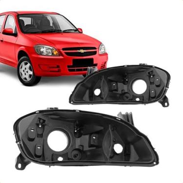 Imagem de Carcaça de farol LD Celta 2007 a 2015 Prisma reposição automotiva substitui peça original suporte de iluminação frontal resistente durável
