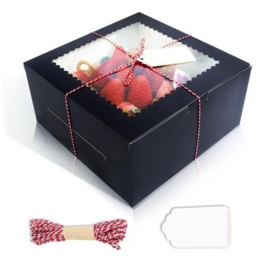 Imagem de Caixas de bolo DOYIDE de 10 x 10 x 5 polegadas de papelão preto (20 un