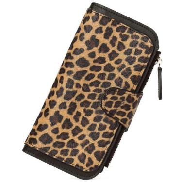 Imagem de Porta-cartões Wallet CLUCI feminino de couro com bloqueio RFID com trê