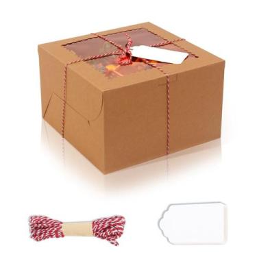 Imagem de Caixas de bolo DOYIDE, 20 unidades, 20 x 20 x 13 cm, papelão marrom co