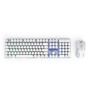 Imagem de Kit Teclado Mouse Teclas Redondas Retro Iluminado Membrana
