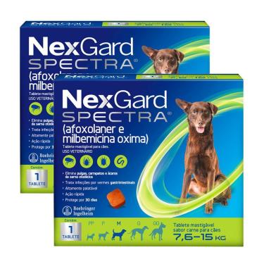 Imagem de Kit 2 NexGard Spectra Anti Pulgas e Carrapatos para Cães de 7,5 a 15kg 1 Tablete Mastigável