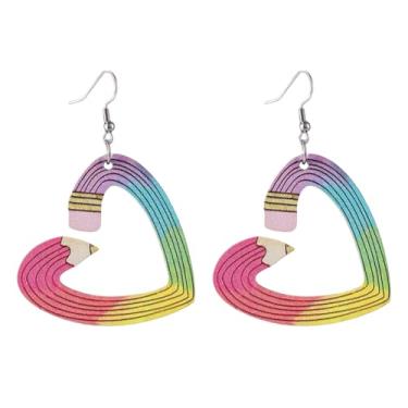 Imagem de Brincos pendentes criativos para professores, estudantes, lápis de madeira, régua, globo, tesouras, brincos pendentes para mulheres, joias para presente, Large, Metal, Sem pedra preciosa