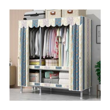 Imagem de PEYNIR Roupeiro de tecido fácil de montar guarda-roupa destacável sala de estar quarto combinação guarda-roupa pendurado armário portátil temporário, 130 x 45 x 170 cm