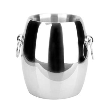 Imagem de AKALNNB Balde de gelo, balde de gelo balde de gelo grosso aço inoxidável balde de champanhe balde de gelo balde de gelo duplo com orelha barril de vinho