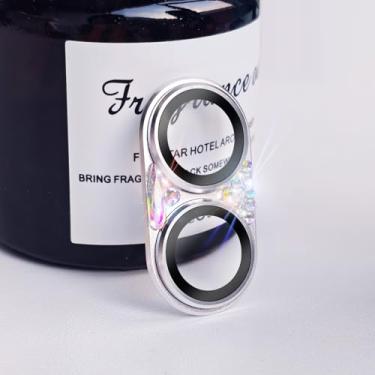 Imagem de Cavdycidy Protetor de lente de câmera Bling Diamond compatível com iPhone 17, capa de câmera de metal brilhante, lente de vidro temperado 9H, protetor de tela completa com strass 3D brilhante