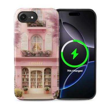 Imagem de Toulas Capa para iPhone 16E, [compatível com MagSafe], capa rígida de camada dupla híbrida resistente a arranhões, coquete floral rosa