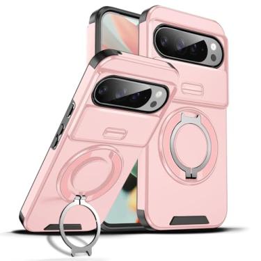 Imagem de Dteck Capa magnética para Google Pixel 10 Pro XL de 6,8 polegadas 2025, com suporte de anel giratório, capa de lente de câmera deslizante, compatível com acessórios MagSafe, capa fina leve e protetora