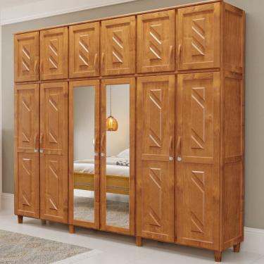 Imagem de Guarda-Roupa Casal 12 Portas 3 Gavetas Internas com Espelho Grécia em Madeira - Cavazotto