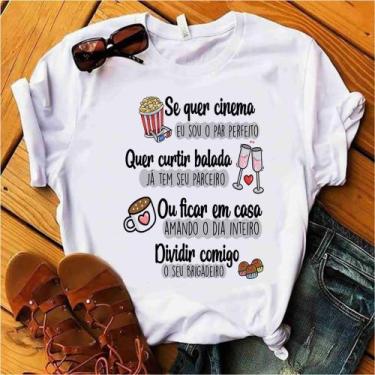 Imagem de Blusa T-shirt Camiseta Feminina Estampada -Frases Casal- Várias Estamp