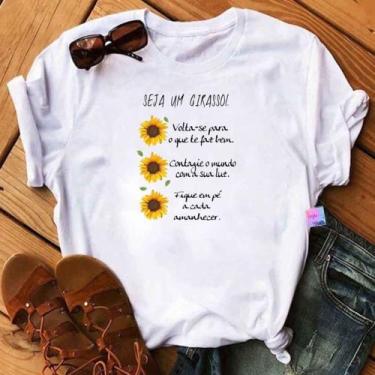 Imagem de Blusa T-shirt Camiseta Feminina Estampada -Girassol- Várias Estampas 2