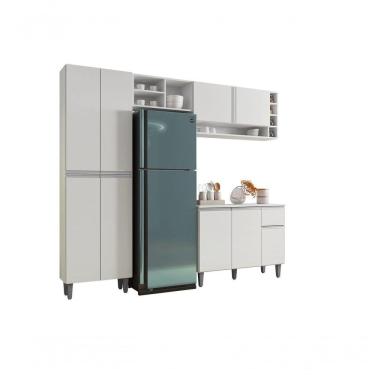 Imagem de Cozinha Modulada Completa 230cm Com Balcão E Armário Aéreo Vanessa Branco