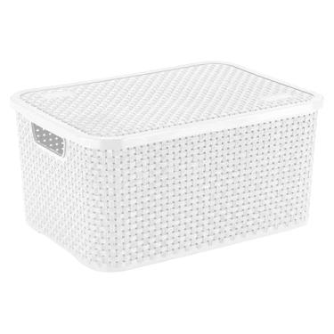 Imagem de Nitronplast Rattan Cesto Organizador, Plástico, Branco, G, 1 Unidade