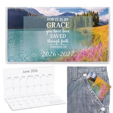 Imagem de ReliThick 17,8 cm x 16,5 cm 2026-2027 calendário de bolso para bolsa, agenda mensal pequena, capa de PVC, blocos de notas, presente de agradecimento, presente para mulheres, mãe, amigas, professoras