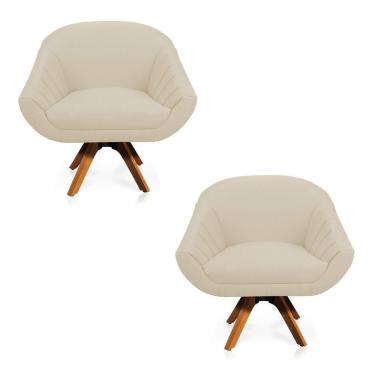 Imagem de Kit 02 Poltronas Giratória Giovana Linho Mm30 A19 Grosso Bege