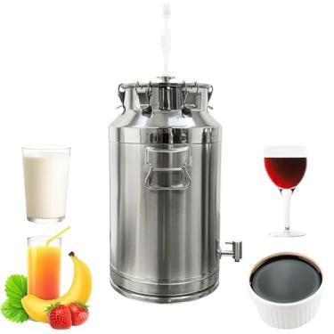 Imagem de INTBUYING Tanque de fermentação de vinho 304 aço inoxidável 40 litros vinho cerveja fermentador tanque de armazenamento com fecho de vedação de tubo de escape para cerveja, vinho, iogurte, suco de