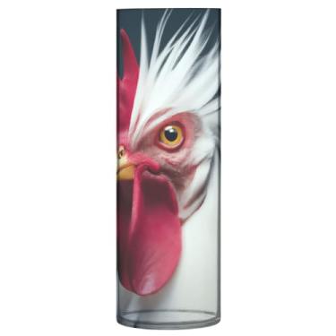 Imagem de JUZIHAI Vaso de galo branco para flores 9,9 cm x 30 cm cilindro de plástico moderno vaso de flores para centro de mesa de casamento decoração de casa