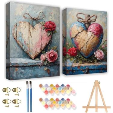 Imagem de KYOQFVN Kit de pintura emoldurada Love por números para adultos - Kits de pintura por números para adultos com cavalete, kits de pintura DIY por números para decoração de parede de casa 20 x 30 cm
