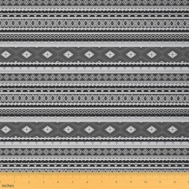 Imagem de jejeloiu Tecido boho listrado da Yard Southwest Tecido de estofamento com design nativo americano para projetos de bricolage em casa, à prova d'água, decoração interna e externa, decoração de quarto