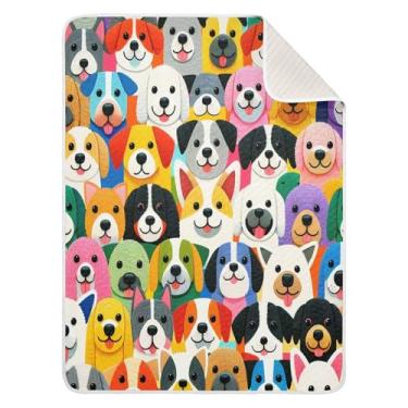 Imagem de Qilmy Cobertor de bebê de cachorro fofo 76 x 101 cm, cobertor infantil de algodão macio para meninos e meninas, cobertor leve e quente para bebês de berço, soneca, recém-nascidos