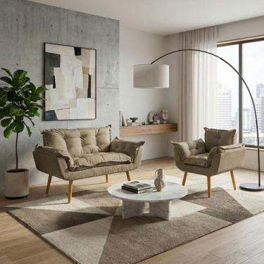 Imagem de Kit Namoradeira e Poltrona Decorativa Para Sala Recepção Manicure Cons