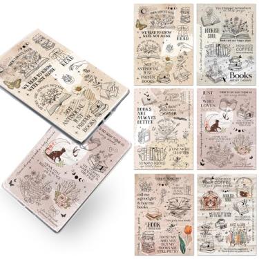Imagem de TAKEALOOKO Papel cartolina para Kindle – 6 peças de inserções de capa traseira com tema de leitura vintage, cartões decorativos retrô para e-readers Kindle, presentes de livros para mulheres, 17,5 x
