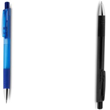 Imagem de Caneta Esferográfica Retrátil com Grip, Escrita Azul, Plástico, Kit com 1 e 2 Unidades (Azul e Preto)