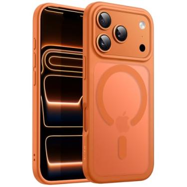 Imagem de JETech Capa Magnética para iPhone 17 Pro Max 6,9 Polegadas Compatível com MagSafe, Case de Telefone Traseira Fosca Translúcida, Fina e Minimalista À Prova de Choque (Laranja)