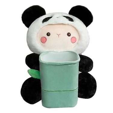 Imagem de Mqetly Caixa de Lenços de Papel Macia para Carro, Porta-lenços, Lixeira, Brinquedos Fofos, Sacos de Lixo, Alças Elásticas Universais, Lixeira, panda