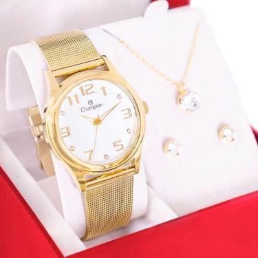 Imagem de Relógio Feminino Champion Analógico  Kit Semi Joia CN29007W Garantia de Um Ano-Feminino