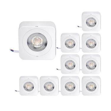 Imagem de Spot Led Sobrepor 5w Quadrado Luz Amarela 3000k Branca Quente - Ideal Para Muros Corredores Fachada Salas Quartos Escritorios (10, Branco)