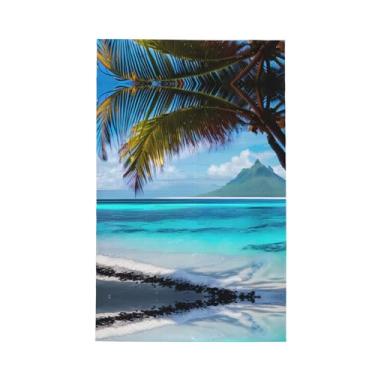 Imagem de XLLingL Toalhas de cozinha de waffle com estampa de praia do Taiti, panos de prato de microfibra, perfeitos para decoração e limpeza de cozinha - 1 peça