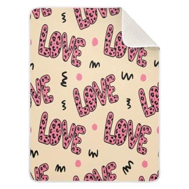 Imagem de Wassud Cobertor de bebê Leopard Love para meninos e meninas, macio para bebês e recém-nascidos, cobertor aconchegante de algodão essencial para berçário, viagem, berço, carrinho 76 x 101 cm