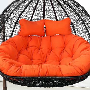 Imagem de Almofada para cadeira de balanço tipo rede, almofada dupla para cadeira suspensa em formato de ovo, luxuosa para varanda, quintal ou sacada, ideal para 2 pessoas. Inclui apenas a almofada.