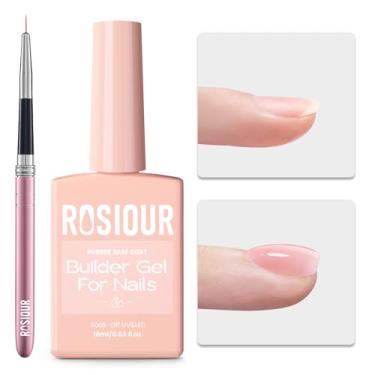 Imagem de HEMA TPO Free Rubber Base Builder Gel Polish, cor de base rosa nude gel para extensão de unhas/fortalecer/construção de ápice com pincel de delineador de unhas, manicure de longa duração para salão de