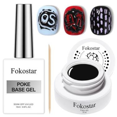 Imagem de Esmalte de gel Black Poke com base profissional em gel multifuncional de pintura de renda para design de arte de unhas com bastão de madeira para desenho de letras onduladas e renda de flores