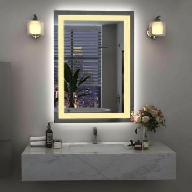 Imagem de Espelho Vertical 100x60 Banheiro Led Jateado Borda Infinita Touch Neutro-vertical