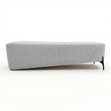 Imagem de Puff Recamier Decorativo Orgânico Lavie 140cm Premium Chenille Bouclê Prata - Abmaza