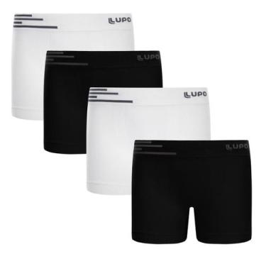 Imagem de Combo 4 cueca kids microfibra infantil lupo sem costura, GG, Preto com