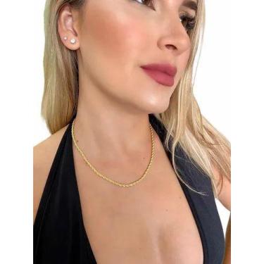 Imagem de Cordão Feminino Baiano 5mm Banhado Ouro Semi Jóia De Luxo - REALIZA SO