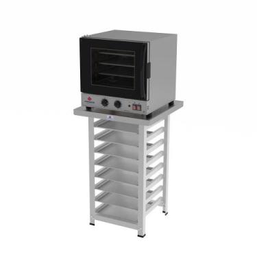 Imagem de Forno Turbo Prp-004 G2 220v Preto + Bancada Mes-004 Progás + 8 Assadei