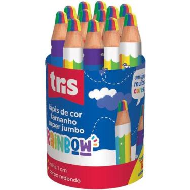 Imagem de Lápis de COR Jumbo TRIS Rainbow Super 12 Cores Pote com 12 - Summit