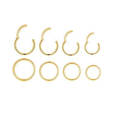 Imagem de 4 pares/peças 18G aço cirúrgico articulado segmento clicker anéis de nariz argola hélice cartilagem daith tragus dorminhoco brincos piercing corporal para mulheres homens 6 mm 8 mm 10 mm 12 mm, 6mm