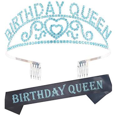 Imagem de Decorações de aniversário, feliz aniversário, faixa de aniversário, faixa de dama e tiara, faixa de cabeça de menina de aniversário, acessórios de aniversário, artigos de festa de aniversário feliz, lembranças, decorações 13, 16, 21, 30, 35