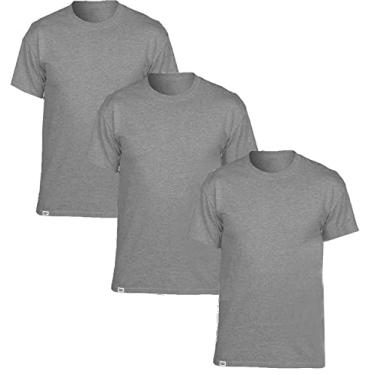 Imagem de Kit com 3 Camisetas Básicas Masculinas Slim Tee T-Shirt - Cinza - Cinza - Cinza - GG