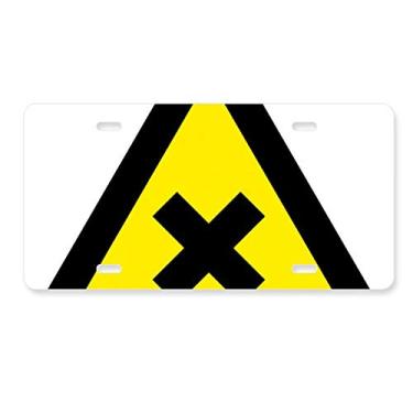 Imagem de DIYthinker Símbolo de aviso amarelo preto triângulo proibido placa de carro decoração de aço inoxidável acessório