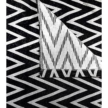 Imagem de Tapete De Sala Antiderrapante Preto 1,40 x 3,00 Chevron Atena Preto