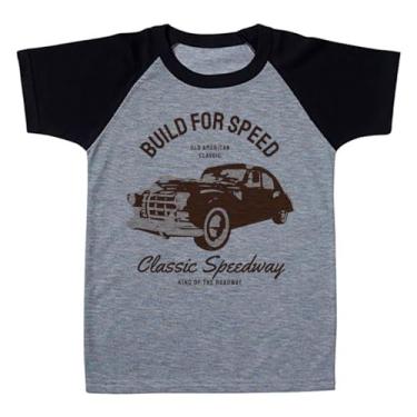 Imagem de Camiseta Raglan Infantil Cinza Carro Vintage Retro Build For Speed (BR, Numérico, 2, Regular, Polialgodão)